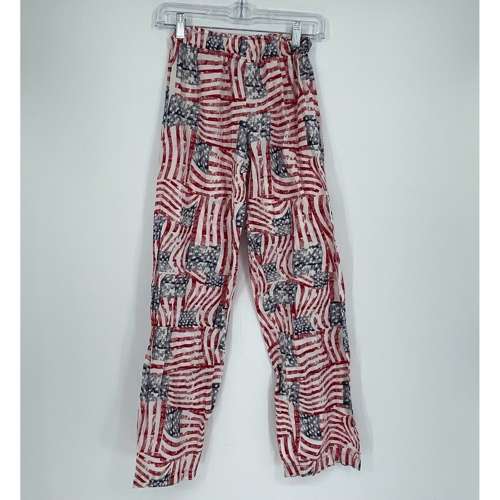 Unisex Kids Red White Blue USA Flag Print Lounge Pajama Pants Size 8